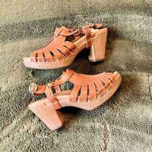 Dansko Womens Randy Randa Brown Leather Heeled Sandals Shoes 39